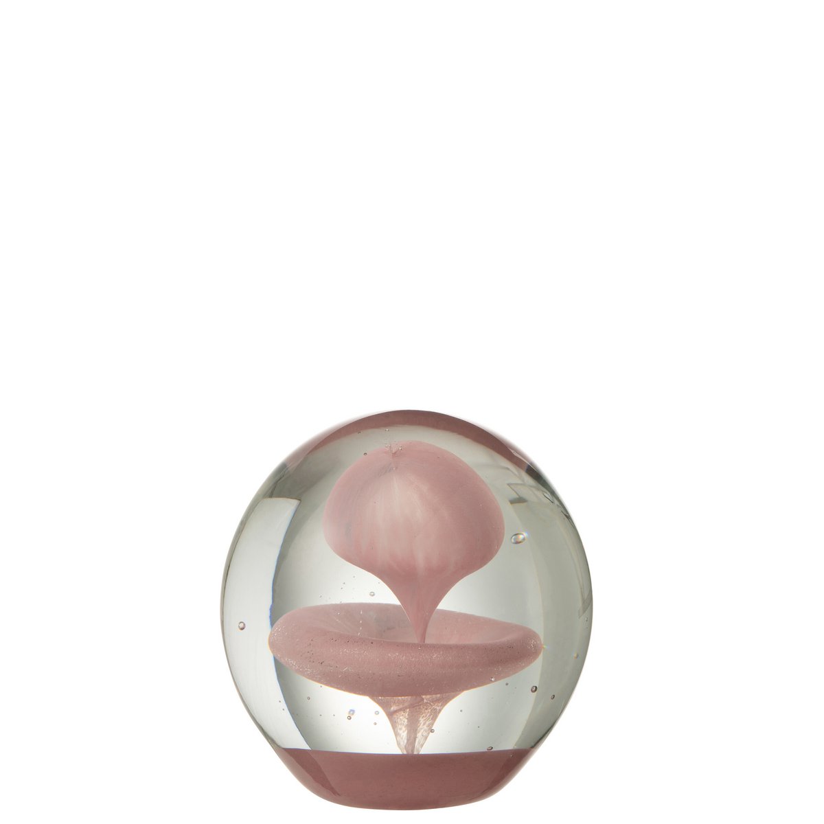Presse-papier J-Line en verre rose avec finition brillante, vue de face