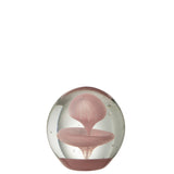 Presse-papier J-Line en verre rose avec finition brillante, vue de face