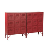 Armoire J-Line rouge en métal avec 9 tiroirs, vue de face