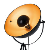 Lampe debout à trois pattes "Bernice", lampadaire en noir et or avec une douille E27, l'éclairage pour le salon, la salle à manger ou le bureau
