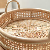 Plateau en rotin | Plateau de service rond NEIRA Plateau décoratif beige fait main Ø40 cm