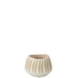 Pot de fleurs Kai en céramique beige et blanc - vue de côté