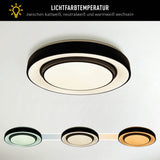 Plafond LED "Monterey" Ø 47,5 cm, de nombreuses fonctions, en métal et en plastique en noir, avec des LED intégrées, un éclairage pour les salons, le couloir ou le bureau