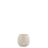 Photophore J-Line en métal blanc sur table