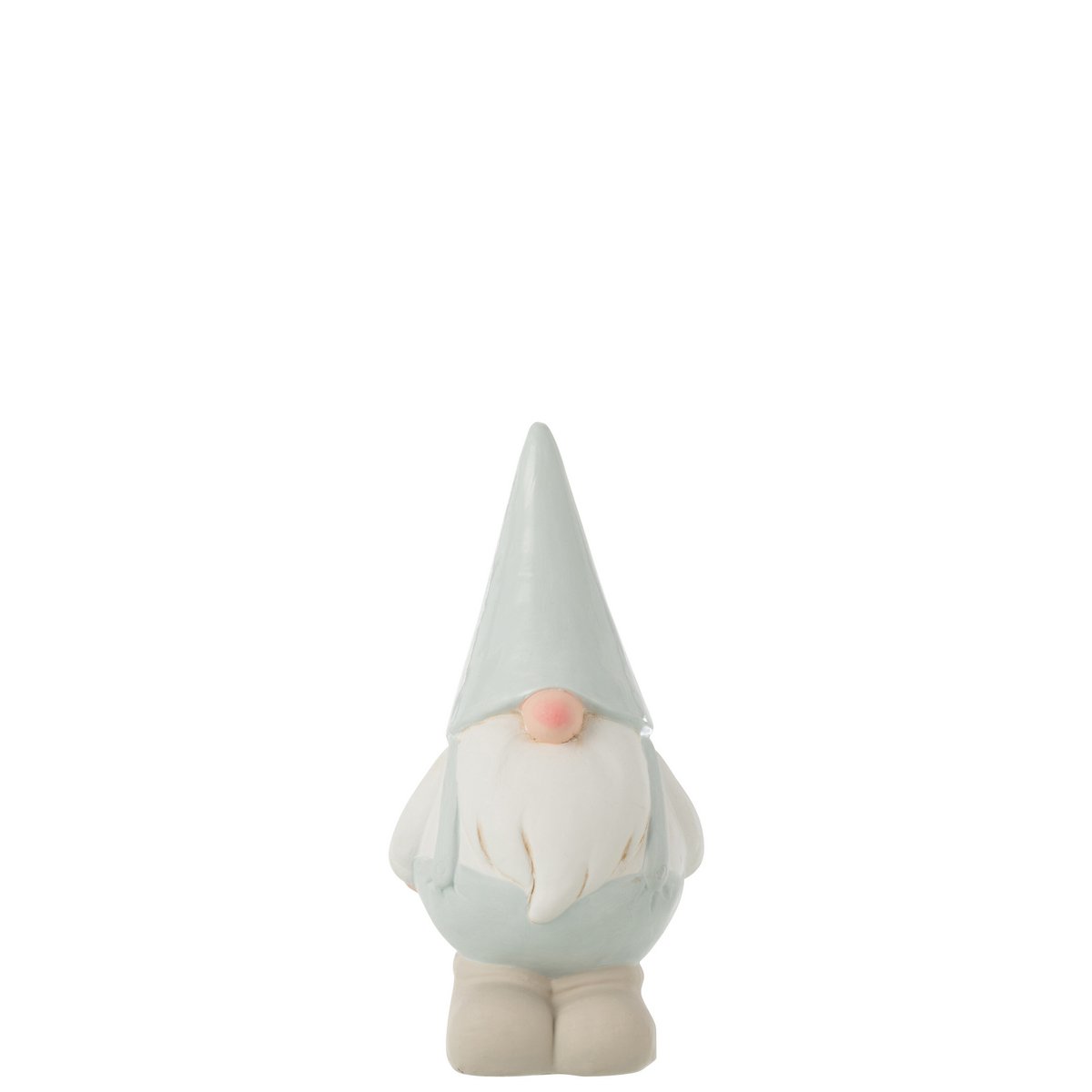 Gnome en céramique blanc et bleu clair, décoration élégante pour salon