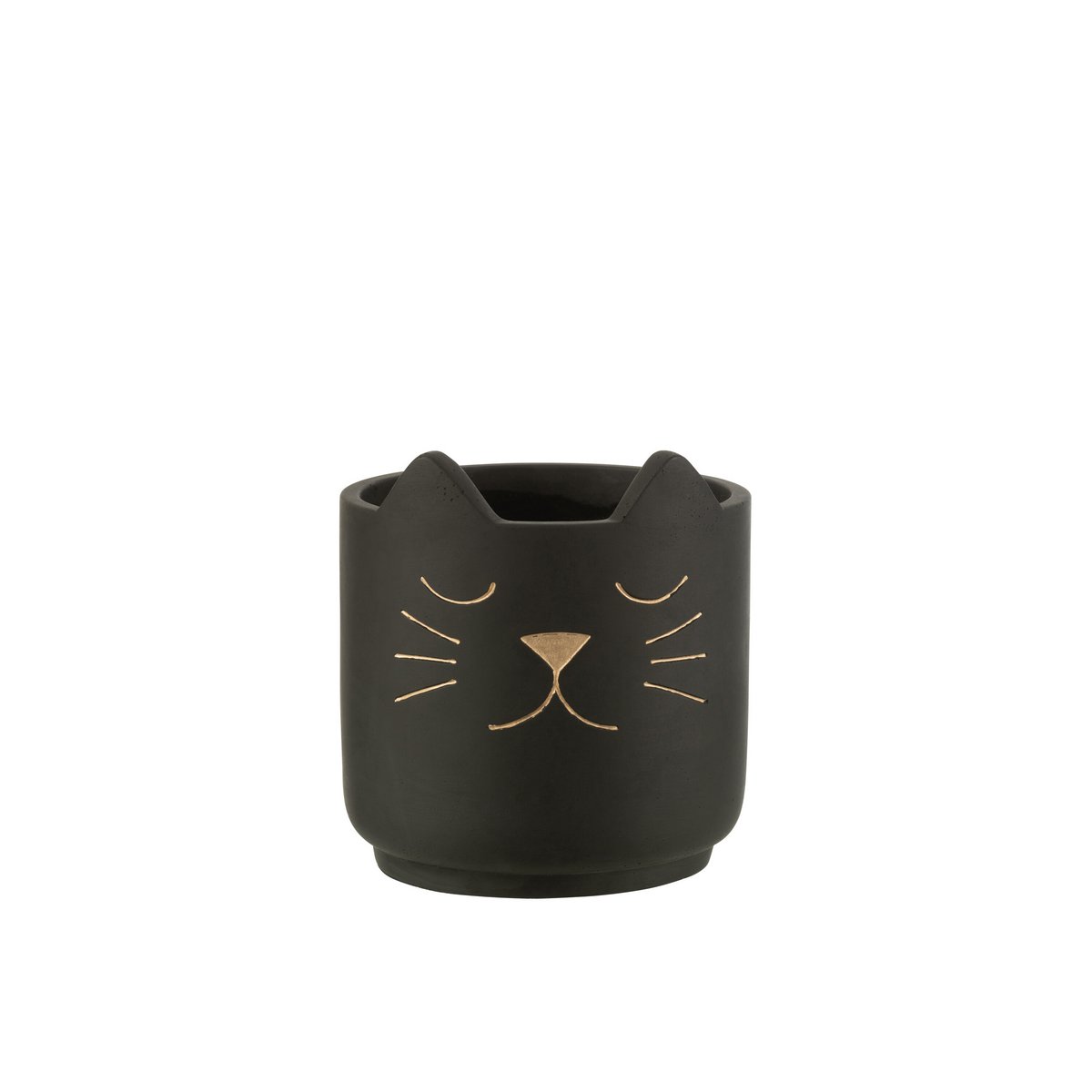 Pot de fleurs J-Line noir et or, détail du motif en céramique