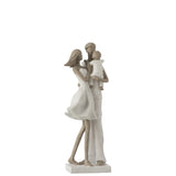 Décoration Couple avec enfant J-Line en polyresin blanc et taupe, vue détaillée