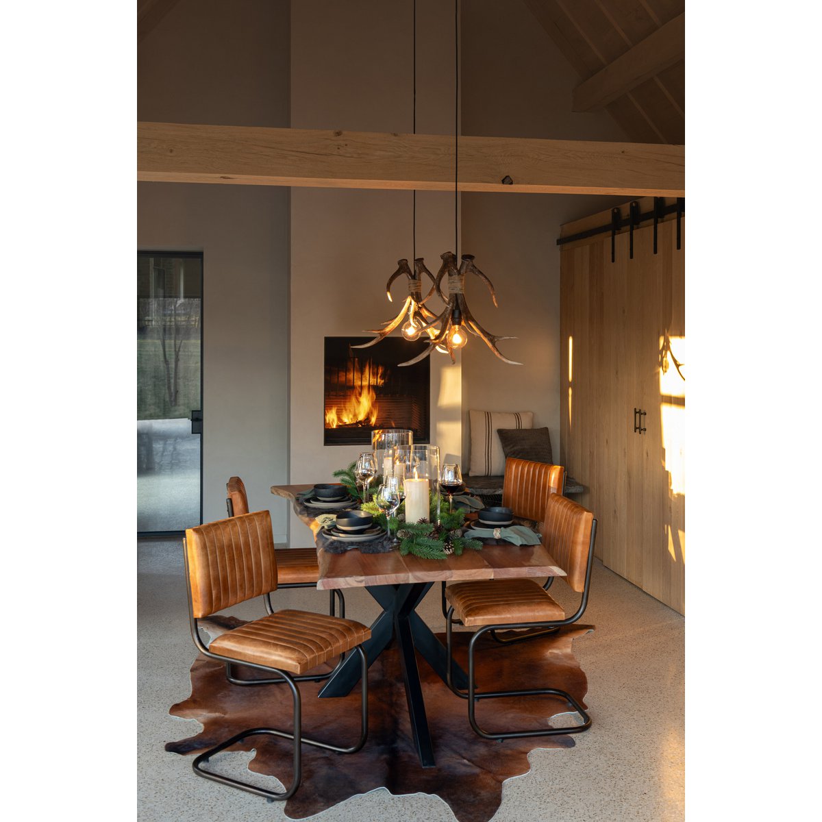 Tapis J-Line en cuir de vachette cognac, vue d'ensemble