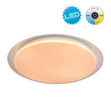 Plafond LED "Locarno" Ø 46 cm, en métal et acrylique avec effet cristallin en blanc, température légère réglable via l'interrupteur alterné