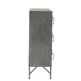 Vue latérale du cabinet J-Line en métal argenté