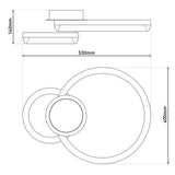 Plafond CCT LED "circulo" en métal noir et en plastique de couleur sable de 53 cm de long