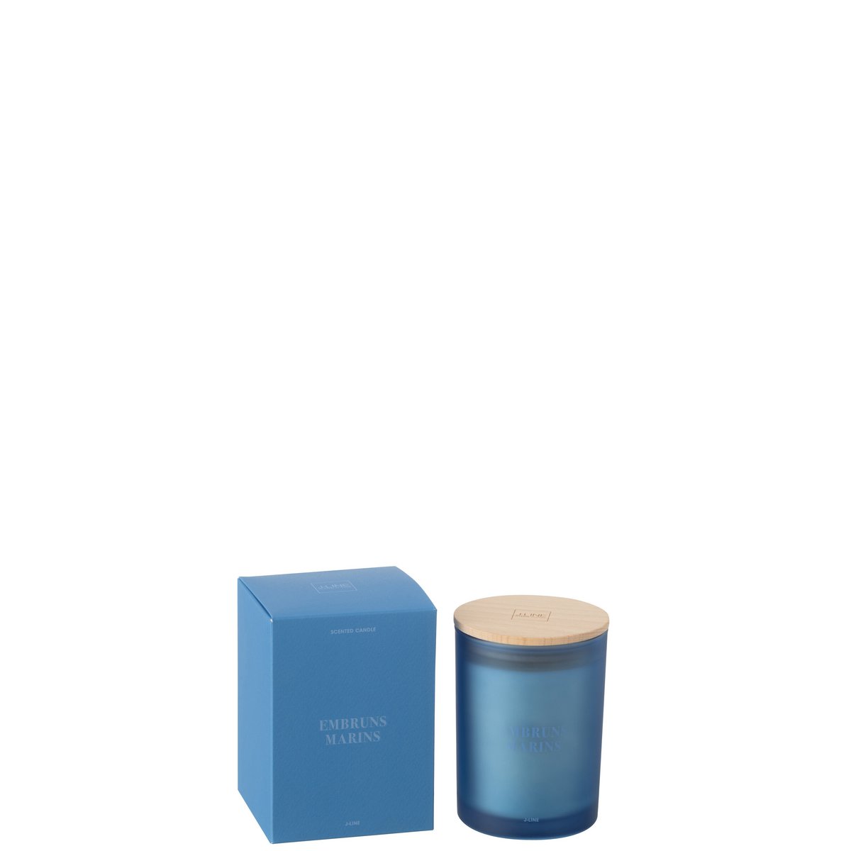 Bougie J-Line Embruns Marins - vue de face, couleur bleue