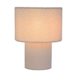 Lampe de table "duveteuse" avec des lames de texte et du pied en blanc, E27, env. 31 cm de haut