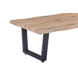 Vue latérale de la table basse avec base en métal noir