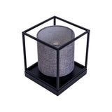 Table légère "bêta" gris en métal avec écran de tissu en gris, avec douille E14, lampe pour le salon, salle à manger, couloir et bureau, 15 x 15 x 17 cm