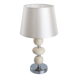 Lampe de table en céramique "Araga" 36 cm de haut, lampe de table en métal, céramique, avec des lames de texte, beige, avec socket E14, éclairage pour salle à manger, salon, couloir ou bureau