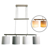 4 pendentif "Tilde", lampe à pendule en métal classique et textile en gris et blanc, avec cadre E27, réglable en hauteur, 86 cm de long, idéal comme lampe à manger