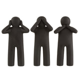 Figurines J-Line Hear/See/Speak No Evil en résine noire, vue de face