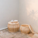 Table d'appoint | Table basse | Panier de table BATAVIA en Bambou (2 tailles)