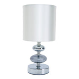 Tissu, lampe de table "Mali", lampe de table en métal et matériau textile, blanc, avec douille E14, pour salle à manger, salon, couloir ou bureau, lampe de table pour salon ou salle à manger, lampe de chevet 28,5 cm de haut