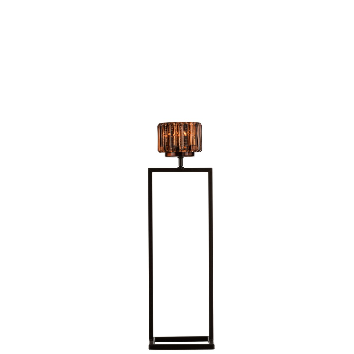 Photophore J-Line en verre marron sur fond blanc, vue de face