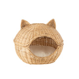 J-Line Panier + Coussin pour Chat Rotin Naturel Clair