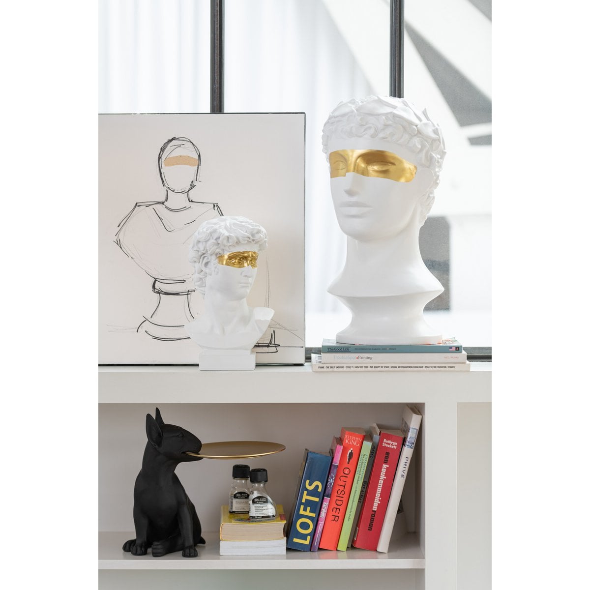 Plateau décoratif J-Line noir et or, design élégant et moderne