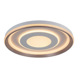 Plafond LED "DOIRA" Ø 50,5 cm, 7,5 cm de haut, métal et plastique en argent et blanc, LED intégrés, 3600 lm lumineux, dimmable, fonction CCT 3000-6500 K, fonction de lumière nocturne