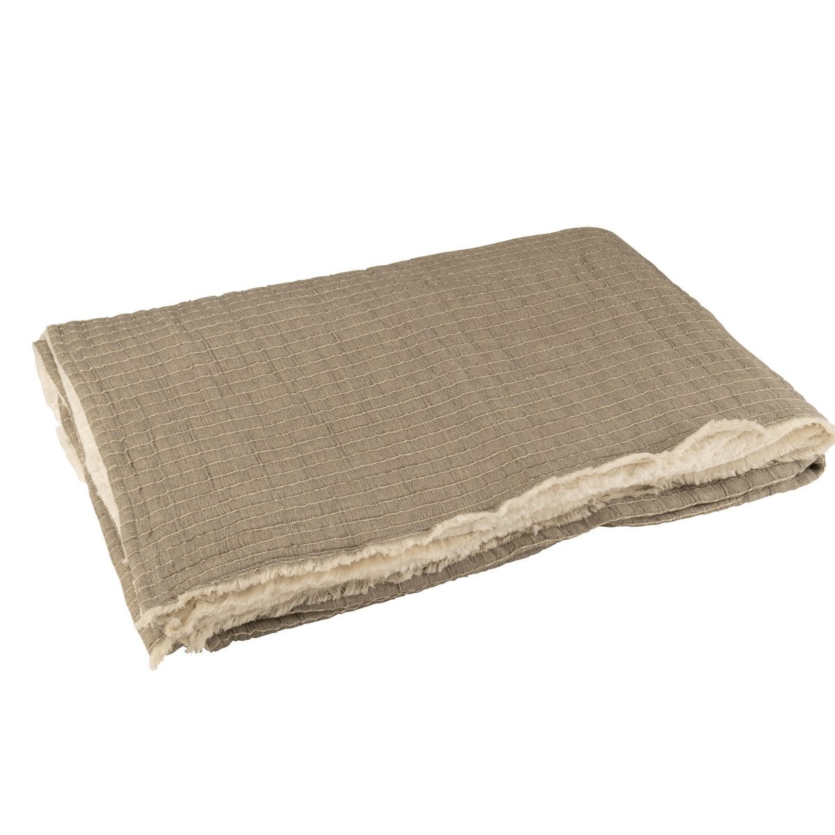 Plaid J-Line gris avec rayures et coutures, vue d'ensemble
