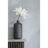 Branche de Fleur Feuilles Courtes Eva Blanc en polyresine