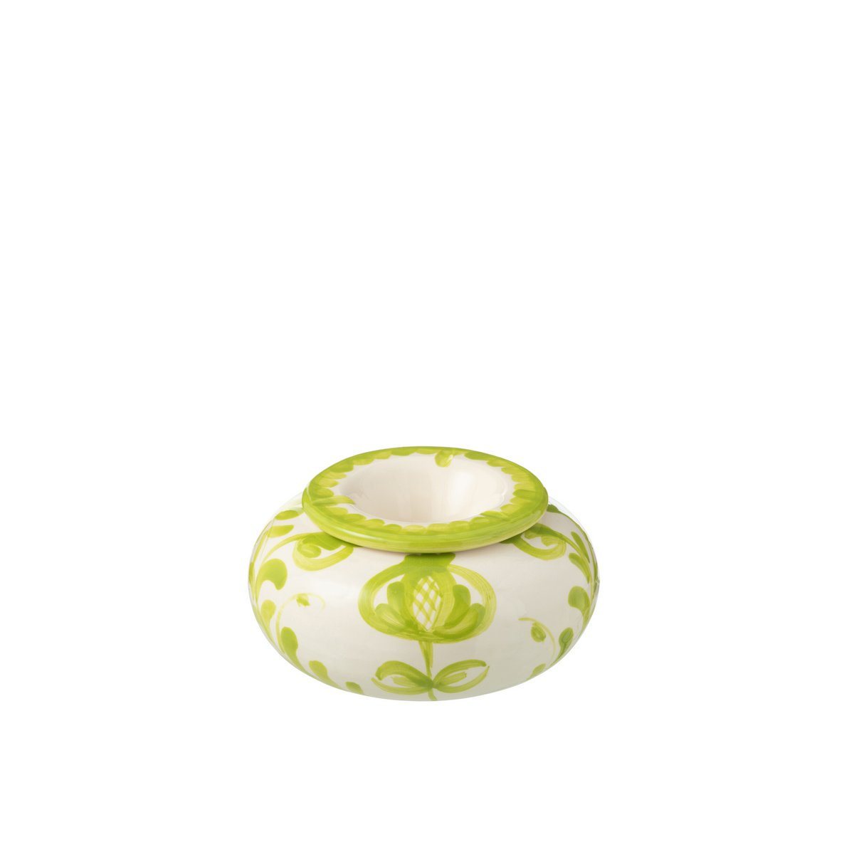 Cendrier Grenade J-Line en céramique blanche et verte, design élégant
