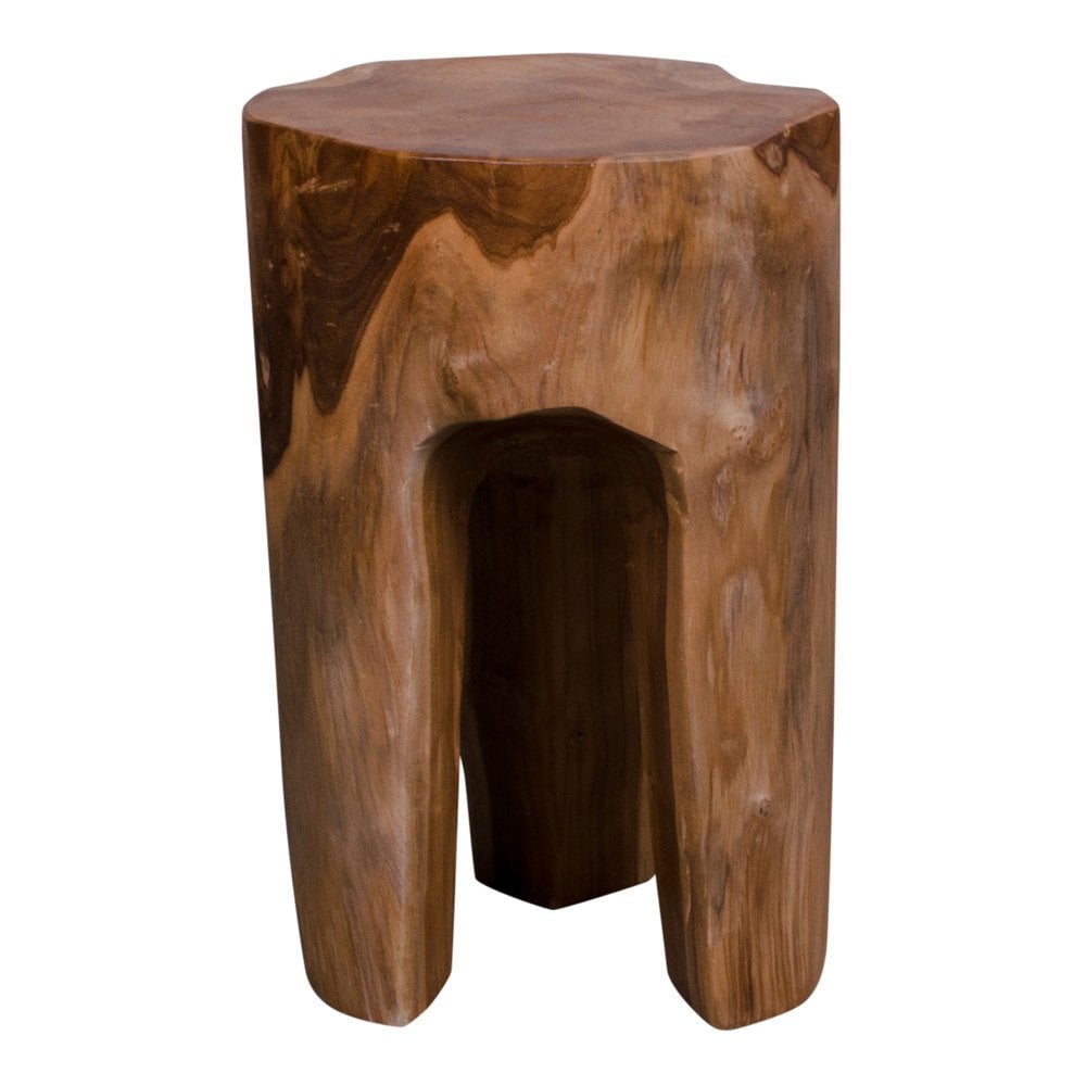 Détail du grain de bois du tabouret Rose, teck naturel