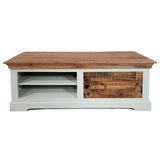 Meuble tv lowboard TV L 114 H 45 cm Meuble tv bois massif Ibiza manguier massif blanc