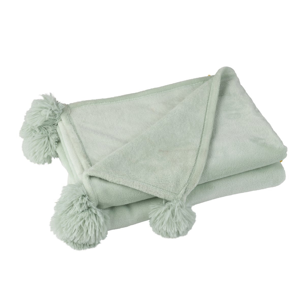 Plaid Pompon J-Line vert clair avec motifs à carreaux