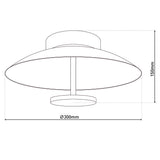 Lampe plafond LED "Firenze" lampe au plafond métallique en noir et or, LED fermement installée, éclairage pour le salon, le bureau ou la tige d'entrée de 30 cm de diamètre