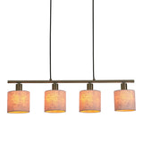 4 Pendant lampe "Maron" en métal-satine avec parapluies en tissu dans la nature, avec une douille E14, la lampe pour le salon ou la salle à manger, 71,5 x 12 cm