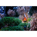 Brochette solaire de terre solaire "Flame" à l'extérieur de la brochette au sol en métal et plastique de couleur bronze, avec LED intégrée