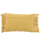 Coussin J-Line Pompon en coton moutarde avec pompons décoratifs
