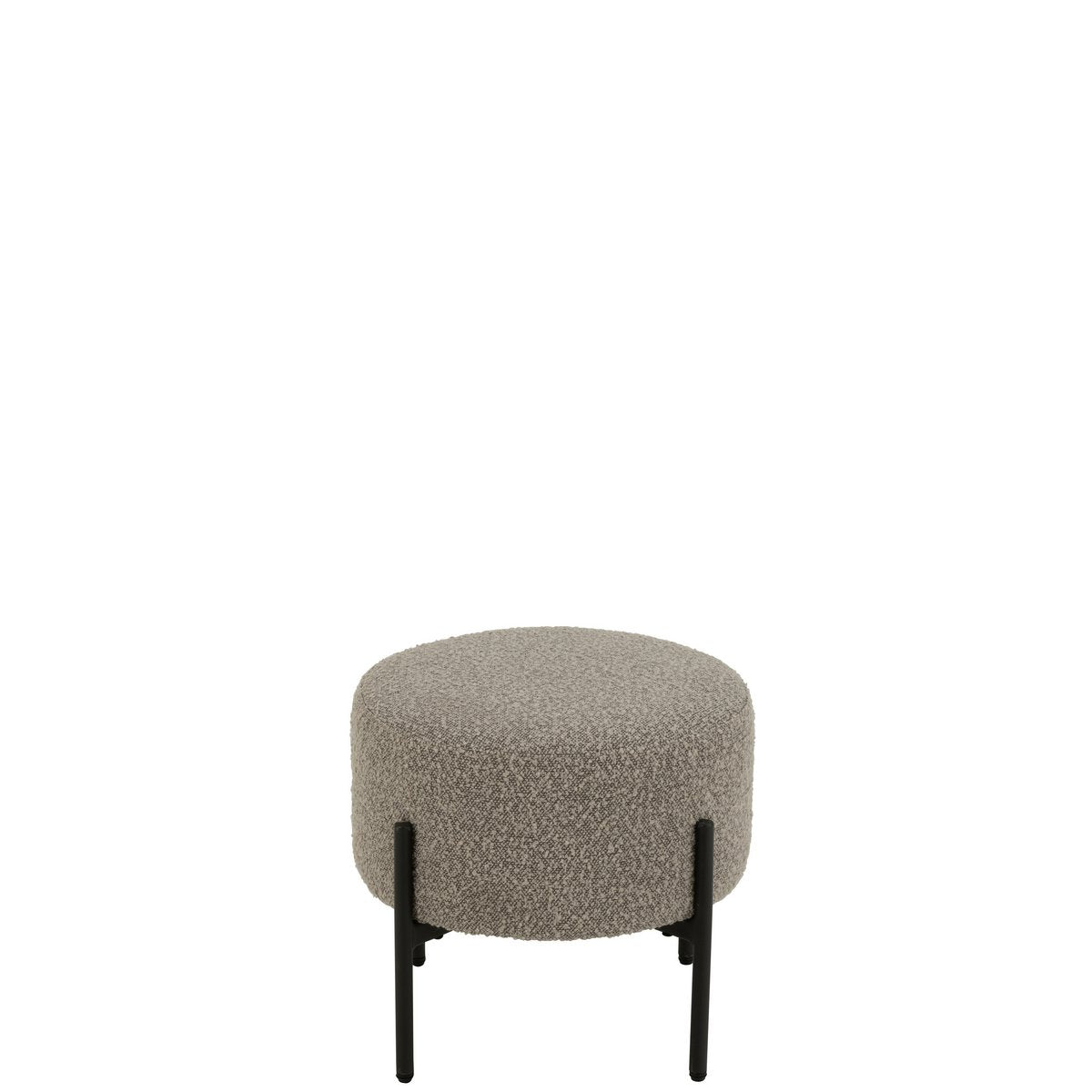 Tabouret Boucle J-Line en polyester gris et noir, vue de face