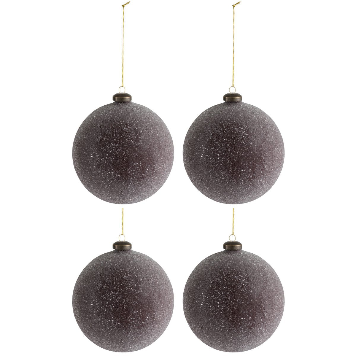 Boule de Noël J-Line en verre bordeaux avec perles, vue de face