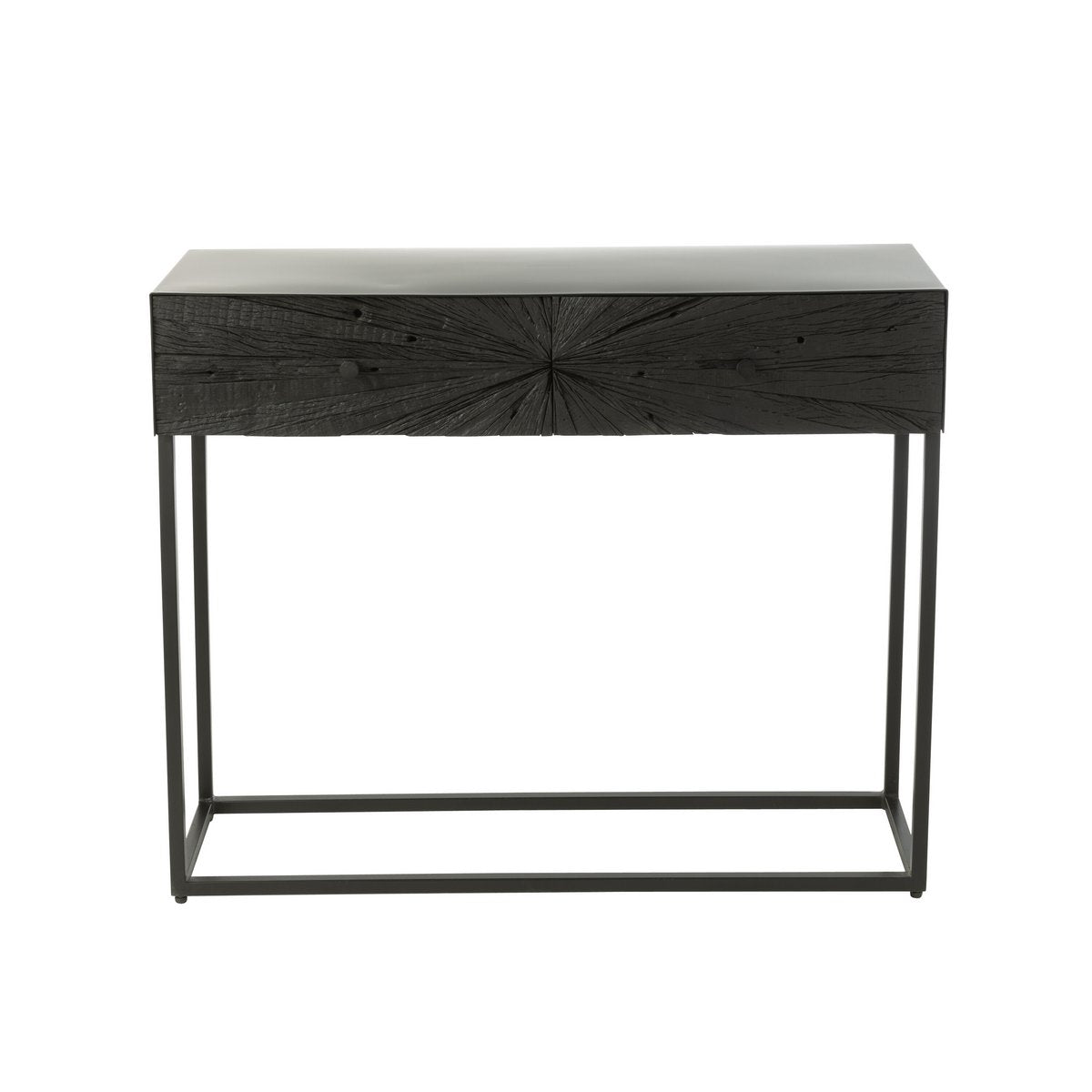 Console J-Line Shanil en bois et fer noir, vue de face