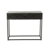 Console J-Line Shanil en bois et fer noir, vue de face
