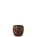 Pot de fleur J-Line Round Terra en céramique marron, détail de texture