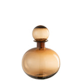 Bouteille décorative J-Line + bouchon rond uni - verre - marron