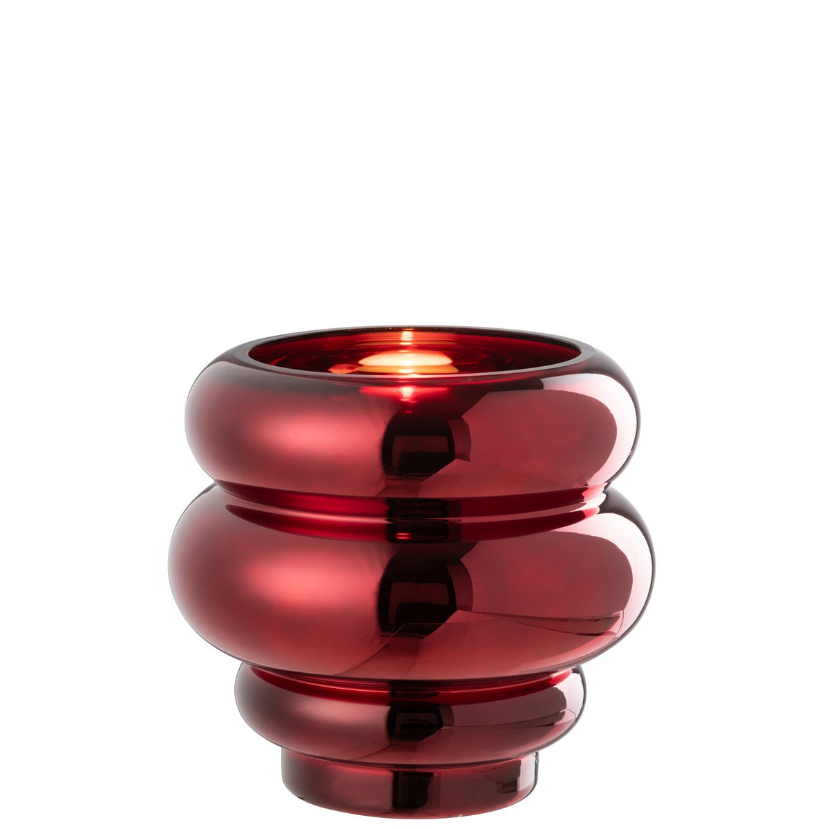 Photophore Cléa en verre rouge foncé, vue de face