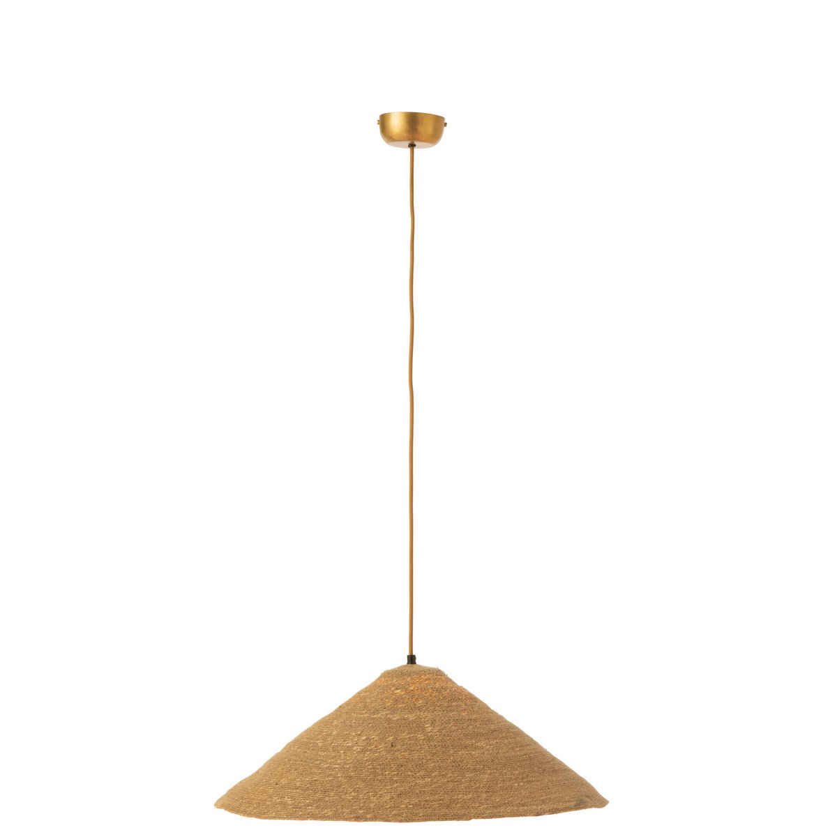 Lampe suspendue Hat Moonj en jute naturel, vue de face
