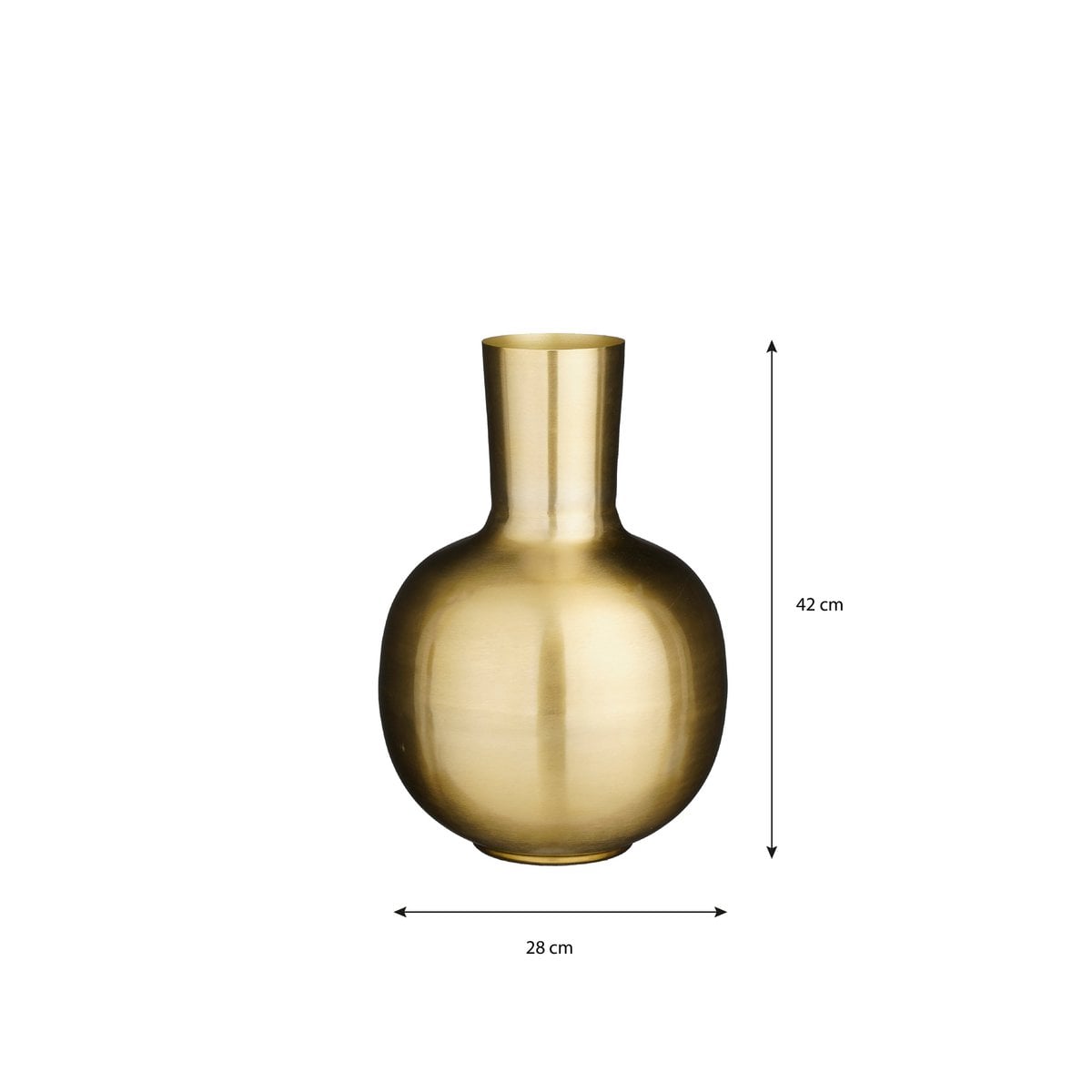 Vase Dara Or de Mica Decorations, métal doré avec forme ronde et long col