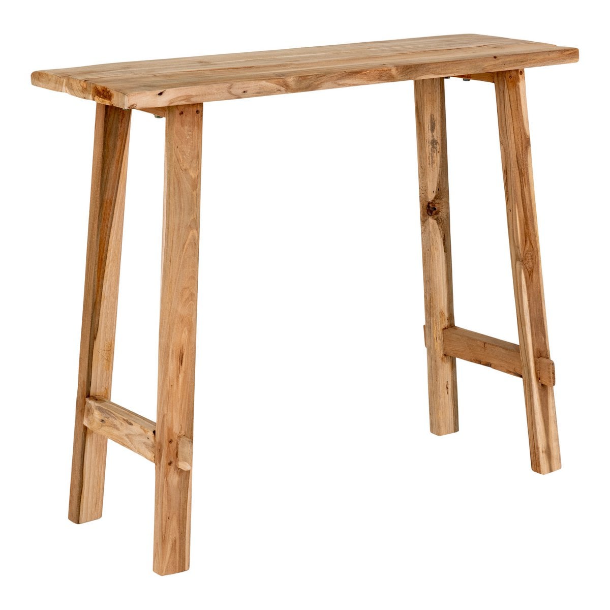 Table Console Girona en teck recyclé avec finition naturelle, vue de face