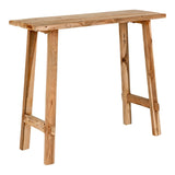 Table Console Girona en teck recyclé avec finition naturelle, vue de face