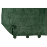 Gros plan sur la texture du plaid pompon vert foncé J-Line